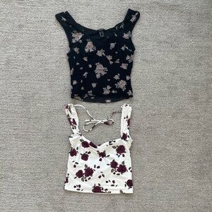 Women’s Floral Blouse Top Bundle Coord Set Coquette Fall Casual Tank Crop Cute